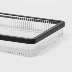Ribbed Glass Tray Black - Threshold™ -WarmWhisper Store GUEST f3cddf40 8676 480a 8485 9ab9931c3b82