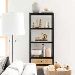 Console Table With Woven Rattan Shelf Black - Threshold™ Designed With Studio McGee -WarmWhisper Store GUEST f71b8141 512b 4383 9135 4f0d694163bd